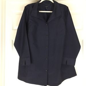 Talbots silk dupioni top jacket NWOT navy blue